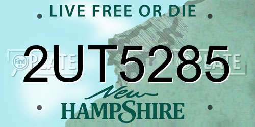 2UT5285 New Hampshire License Plate