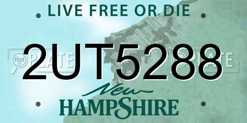 2UT5288 New Hampshire License Plate