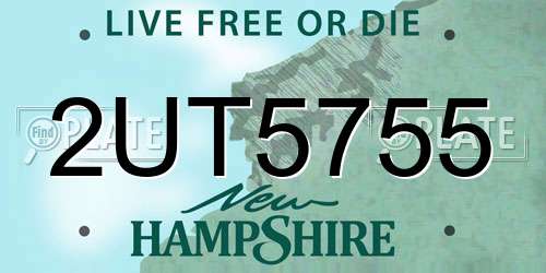 2UT5755 New Hampshire License Plate