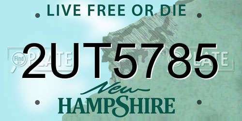 2UT5785 New Hampshire License Plate