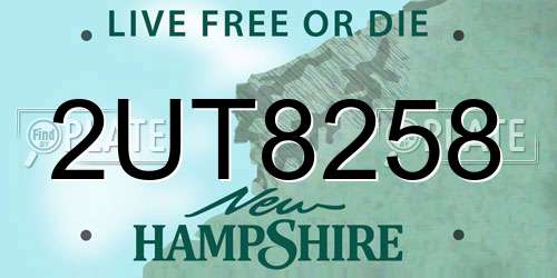 2UT8258 New Hampshire License Plate