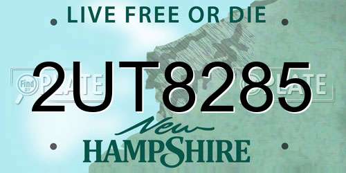 2UT8285 New Hampshire License Plate