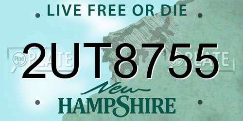 2UT8755 New Hampshire License Plate