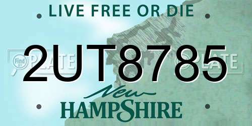 2UT8785 New Hampshire License Plate