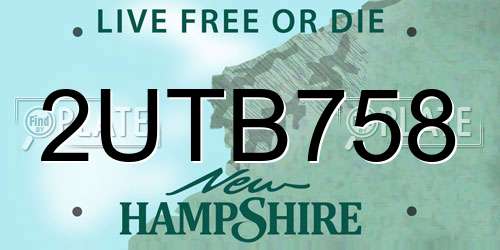 2UTB758 New Hampshire License Plate