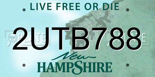 2UTB788 New Hampshire License Plate