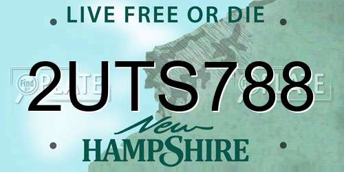2UTS788 New Hampshire License Plate