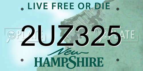 2UZ325 New Hampshire License Plate