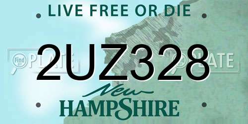 2UZ328 New Hampshire License Plate