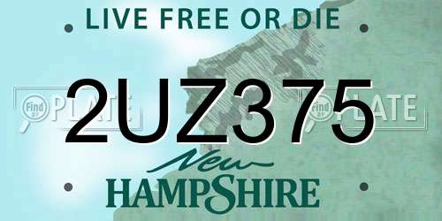 2UZ375 New Hampshire License Plate