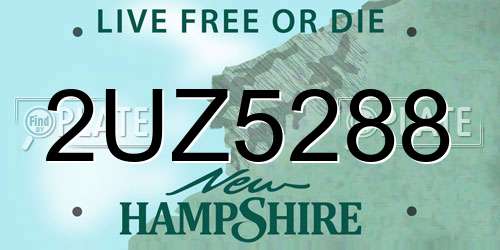2UZ5288 New Hampshire License Plate