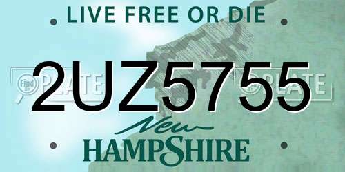 2UZ5755 New Hampshire License Plate