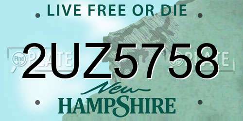 2UZ5758 New Hampshire License Plate