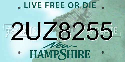 2UZ8255 New Hampshire License Plate