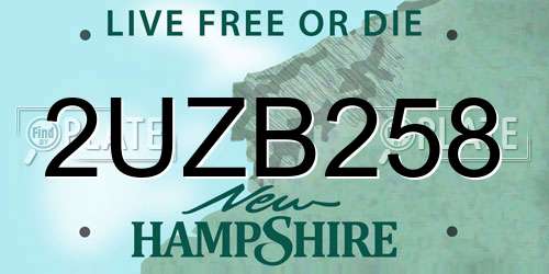 2UZB258 New Hampshire License Plate