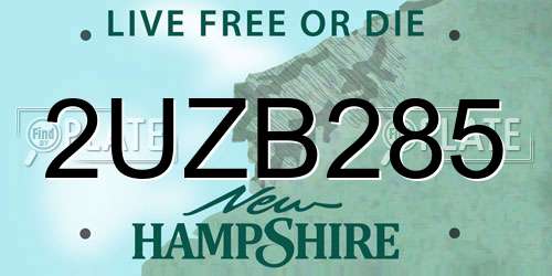 2UZB285 New Hampshire License Plate