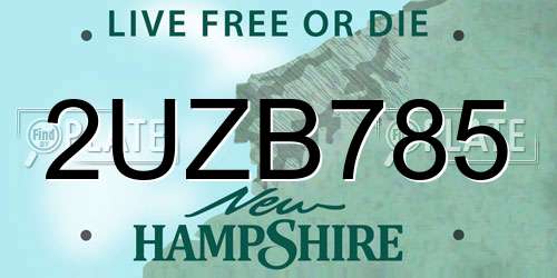 2UZB785 New Hampshire License Plate