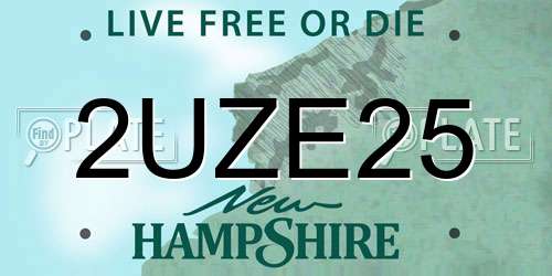 2UZE25 New Hampshire License Plate