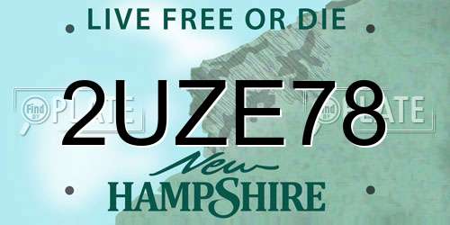 2UZE78 New Hampshire License Plate
