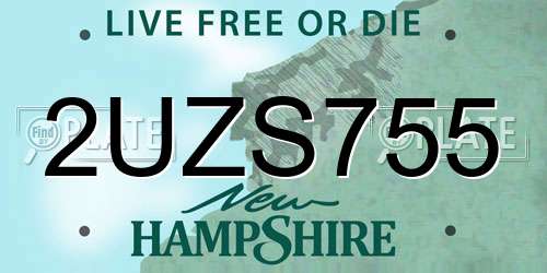 2UZS755 New Hampshire License Plate