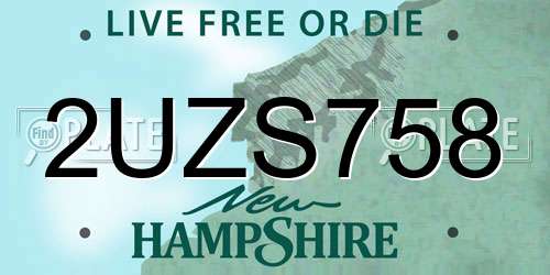 2UZS758 New Hampshire License Plate