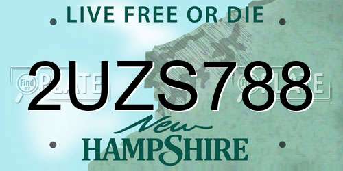 2UZS788 New Hampshire License Plate