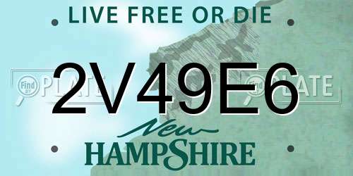 2V49E6 New Hampshire License Plate