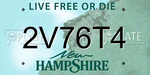 2V76T4 New Hampshire License Plate