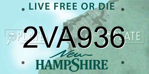 2VA936 New Hampshire License Plate