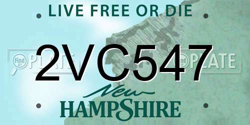 2VC547 New Hampshire License Plate