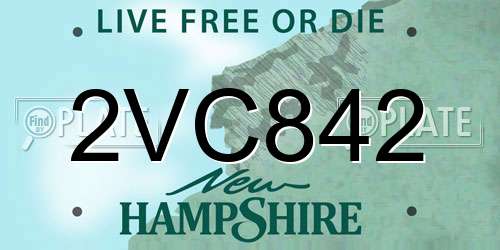 2VC842 New Hampshire License Plate