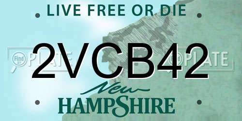 2VCB42 New Hampshire License Plate