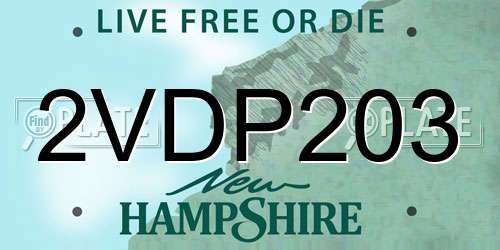 2VDP203 New Hampshire License Plate