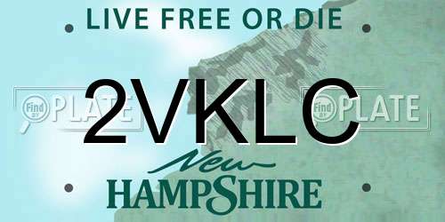 2VKLC New Hampshire License Plate