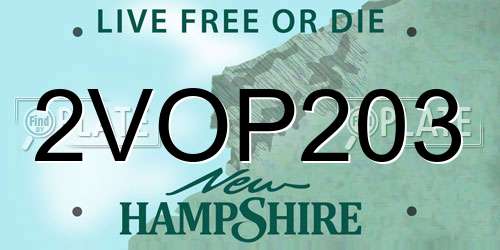 2VOP203 New Hampshire License Plate