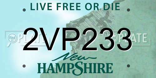 2VP233 New Hampshire License Plate