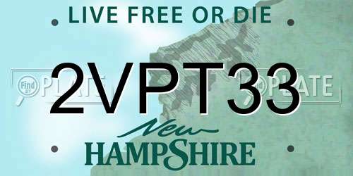 2VPT33 New Hampshire License Plate