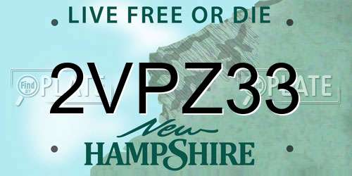 2VPZ33 New Hampshire License Plate