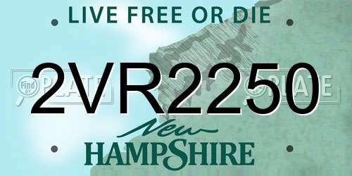 2VR2250 New Hampshire License Plate