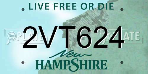 2VT624 New Hampshire License Plate