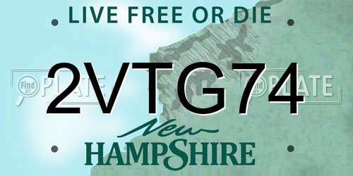 2VTG74 New Hampshire License Plate