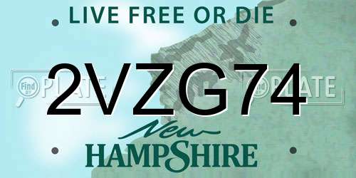 2VZG74 New Hampshire License Plate