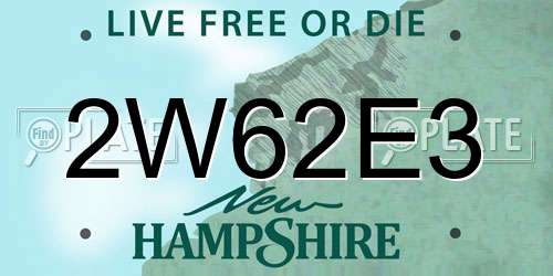 2W62E3 New Hampshire License Plate