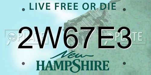 2W67E3 New Hampshire License Plate