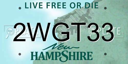 2WGT33 New Hampshire License Plate
