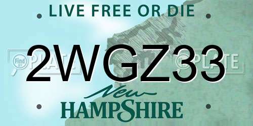 2WGZ33 New Hampshire License Plate