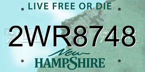 2WR8748 New Hampshire License Plate