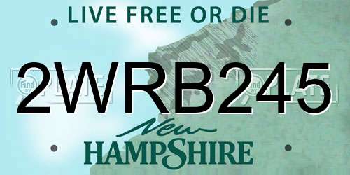 2WRB245 New Hampshire License Plate