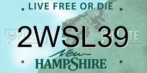 2WSL39 New Hampshire License Plate