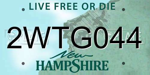 2WTG044 New Hampshire License Plate